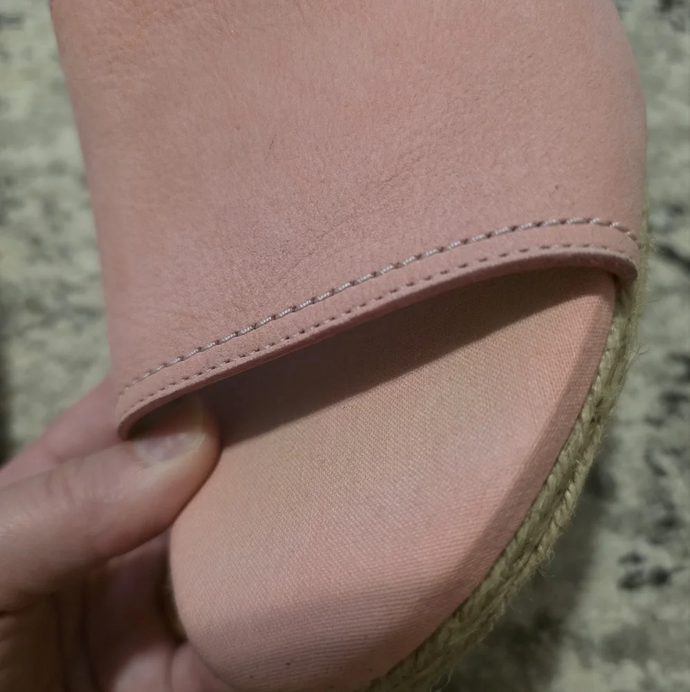 Cole Haan Leather Canvas Espadrilles Sandals Pink Womens 8.5 Preppy Boho